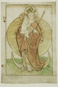 Jomfru Maria og barnet med krone og septer på en halvmåne av Unknown artist
