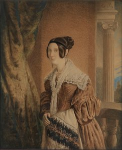 Kaptein William Hewetts kone, ca. 1840 (akvarell, tre, glass) av Unknown artist