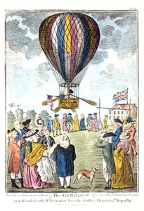 "Luftballongen da den steg opp med Lunardi fra artilleribakken, 15. september 1784 av Unknown artist