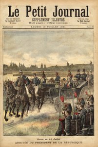 Ankomsten av presidenten for den franske republikken Sadi Carnot (1837-1894), på sletten Bois de Boulogne, i anledning magasinet 14. juli av Unknown artist