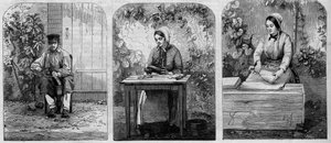 Tapping av champagnevin. Gravering fra 1864. av Unknown artist