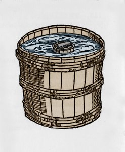 Kompsolen i sin eldste form flyter på vannoverflaten. Illustrasjon fra en avhandling om magnetisme av J. Taisnier av Unknown artist