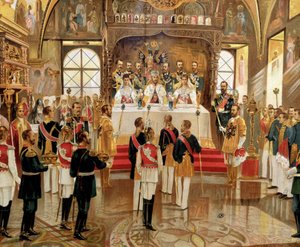Kroningen av Ysar Nicholas II (1868-1918) i Moskva, Russland av Unknown artist