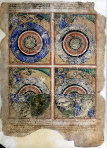 Skapelsen av verden. Genesis. Miniatyrer fra codex 212 (eller Padovano Codice eller Bible of Padua) 1390-1400 Rovigo, Accademia dei Concordi av Unknown artist