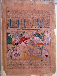 Legen Andromakhos observerer landbruksaktivitetene Miniatyr hentet fra "" The book of antidotes"" 1199 Paris, B.N. av Unknown artist