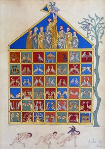Duen med en olivengren slutter seg til Ark of Noe - etter miniatyr av Unknown artist