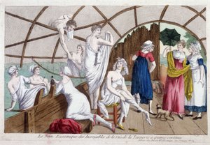 Det utroliges økonomiske bad (15 cent), rue de la tannerie, tidlig på 1800-tallet, Carnavalet. av Unknown artist