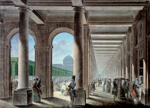 Galleriene og hagene til Palais Royal. Litografi fra 1700-tallet. Paris, B.N. av Unknown artist