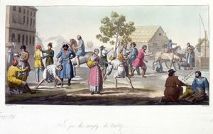 Spillet svayky og babky, Russland. av Unknown artist