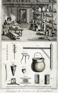 Produksjon av Gruyère og Gerardmer oster - i "" Encyclopédie "" av Diderot og d