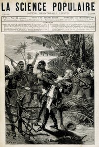 Geografisk vitenskaps martyrer: Kaptein Cooks død. Forside "" La Science populaire"" av 27. mai 1880 av Unknown artist
