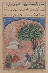 Frierne tar den hengivne datteren ut av graven hennes etter å ha brutt den opp, da legen oppdager at hun fortsatt er i live, fra en Tuti-nama (Tales of a Parrot): Twentieth Night av Unknown artist