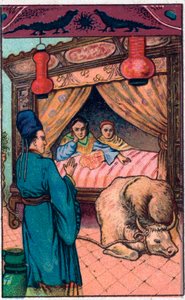 Det forferdelige villsvinet. Kinesisk fortelling. Kromolitografi fra slutten av 1800-tallet. av Unknown artist