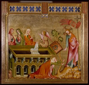 De tre kvinnene i graven og Noli me tangere (maleri, ca. 1330) av Unknown artist