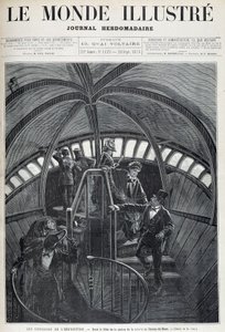 Besøket av innsiden av hodet til Frihetsgudinnen på den universelle utstillingen - i "The Illustrated World"" av 28.09.1878 av Unknown artist