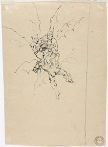 Tre demoner som holder en ridder (verso) av Unknown artist