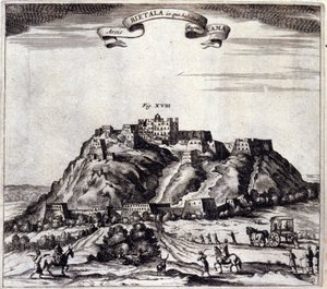 Tibet. Utsikt over Pothala, palasset eller Dalai Lama i Lhasa. "De China Monumenta" av Athanasius Kircher (1601 - 1680), jesuitt, orientalist og tysk lærd, Amsterdam 1667. av Unknown artist