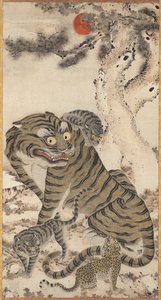 Tiger familie av Unknown artist