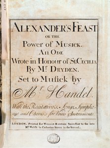 Tittelside med partitur av Alexanders fest av GF Handel av Unknown artist
