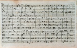 Tittelside med partituret til The Art of the Fugue, den siste og ufullstendige fugaen, av Johann Sebastian Bach av Unknown artist
