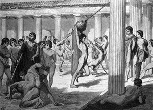 Trening av unge greske idrettsutøvere for panathenaiske spill (panathenees). av Unknown artist