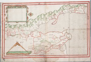 Tralee Bay, Irland, ca. 1600 (papir, lin) av Unknown artist