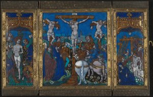 Triptych med korsfestelsen, piskingen og gravleggingen av Unknown artist
