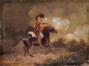 Trooper av 1st Life Guards avfyrer en karabin av Unknown artist