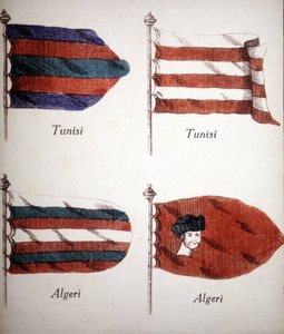 Tunisiske og algeriske flagg fra slutten av 1700-tallet. av Unknown artist