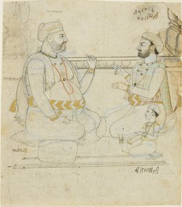 To Rajput-adelsmenn med et barn av Unknown artist