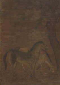 To hester under et tre av Unknown artist