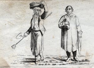 Two peasants, late 18th century engraving, private collection. av Unknown artist
