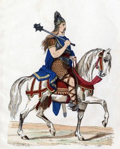 En leder av frankerne - i "" The Civil and Military Costumes of the French in Through the Centuries Paris F. Roy 1882"". av Unknown artist