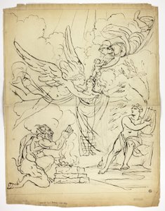 Uidentifisert mytologisk fødselsscene (recto); Amor og psyke (verso) av Unknown artist