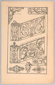 Ulike design for dekorativt metallarbeid av Unknown artist
