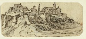 Utsikt over Hill Town med katedralen av Unknown artist