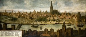 Utsikt over Hispalis (Sevilla), Anonym. Olje på lerret, størrelse: 108x242 av Unknown artist