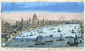 Utsikt over London og Themsen, sørvest - optisk utsikt av Unknown artist