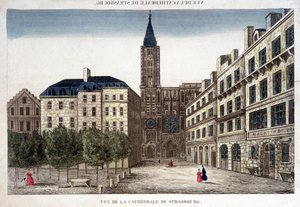 Utsikt over katedralen i Strasbourg på 1700-tallet. av Unknown artist