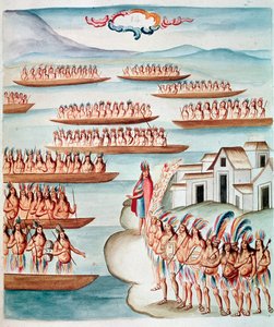 Utsikt over Tlatelolco omgitt av lagunen, Mexico (akvarell, ca. 1770-1780) av Unknown artist