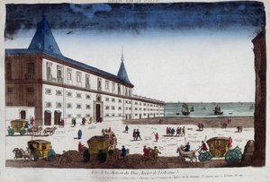 Utsikt over hertugen av Aveiros hus i Lisboa, Portugal. 1700-talls gravering. av Unknown artist