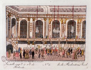 Utsikt over den keiserlige og kongelige Hall of the Redoubt i Wien, Østerrike. Gravering fra 1815 privatsamling av Unknown artist