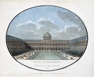 Utsikt over det kongelige slott (indre gårdsplass) - gravering av Unknown artist