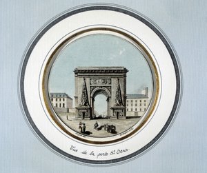 Utsikt over St Denis-døren - gravering av Unknown artist