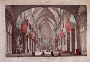 Utsikt over det indre av Notre-Dame de Paris - optisk utsikt av Unknown artist