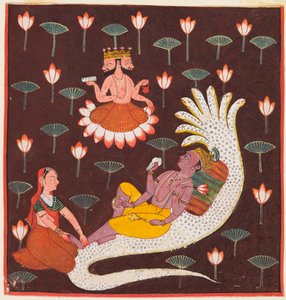 Vishnu på Ananta, den endeløse slangen av Unknown artist