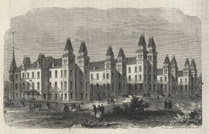 Ward Island Immigrant Hospital - New York State - Emigration Commission Establishment - Gravering i "The Illustrious Universe" fra 1869 av Unknown artist