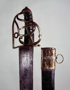 Våpen: sverd og marine slire med monogram av Louis XVI som tilhørte Cassagnard i Nantes av Unknown artist