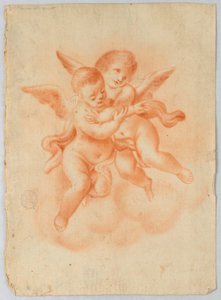 Winged Putti i skyer av Unknown artist
