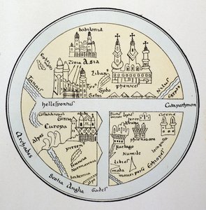 Verdenskart fra et Leipzig-manuskript fra 1000-tallet av Unknown artist